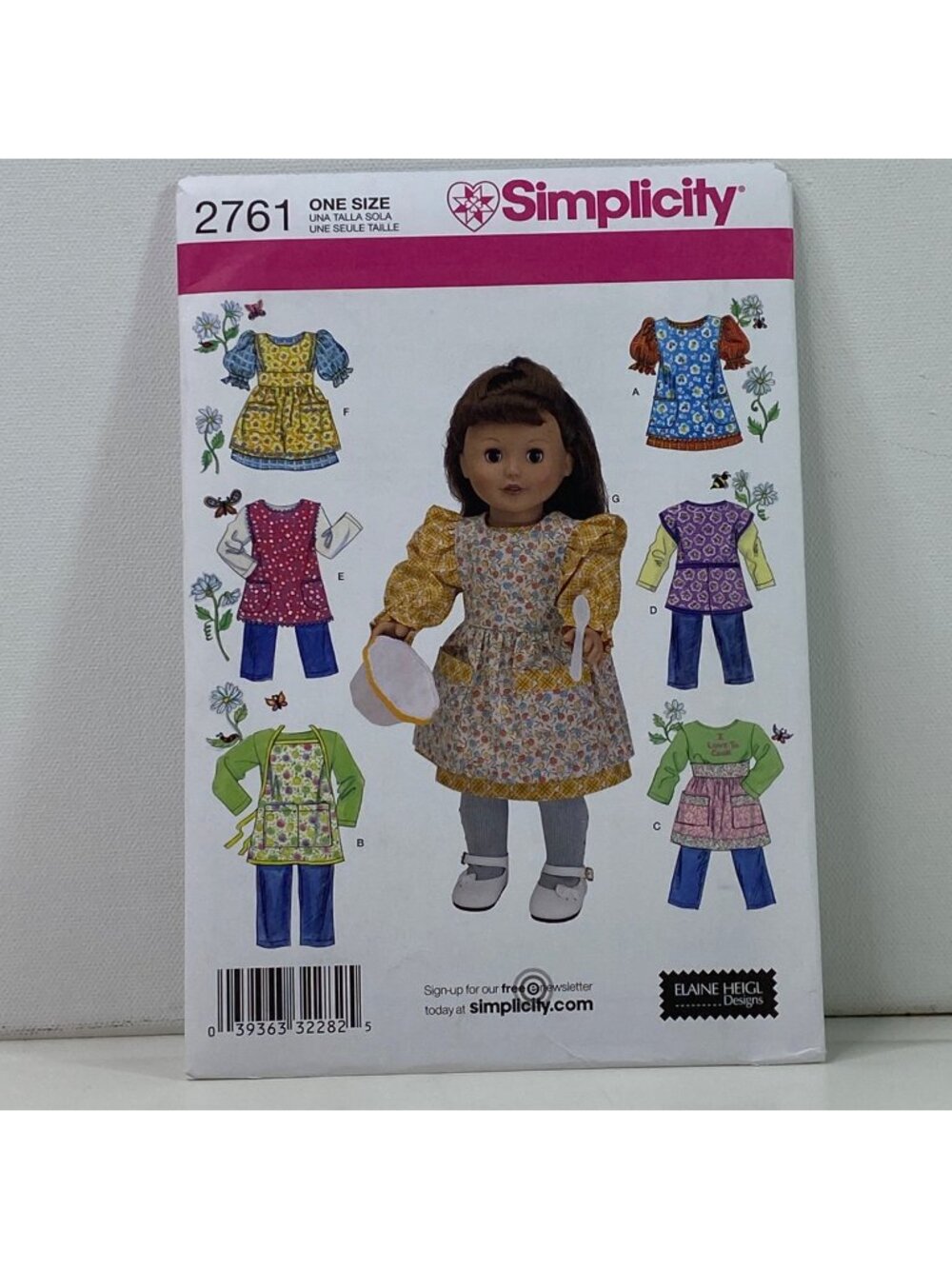 Simplicity 2761 18 Inch Doll Apron Pattern Uncut American Girl Clothes